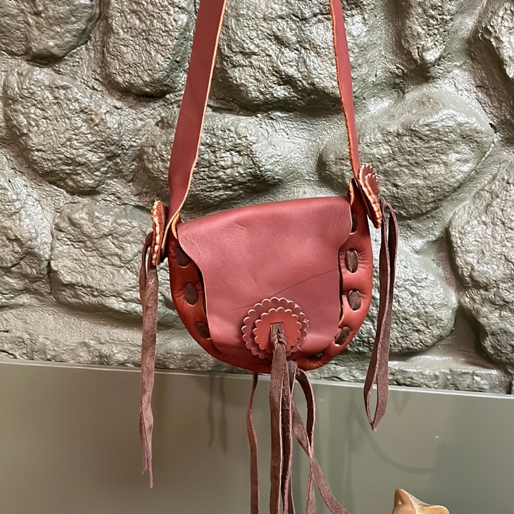 Leather Medicine Festival Pouch Handmade by Mennonite Community of Tennessee NEW